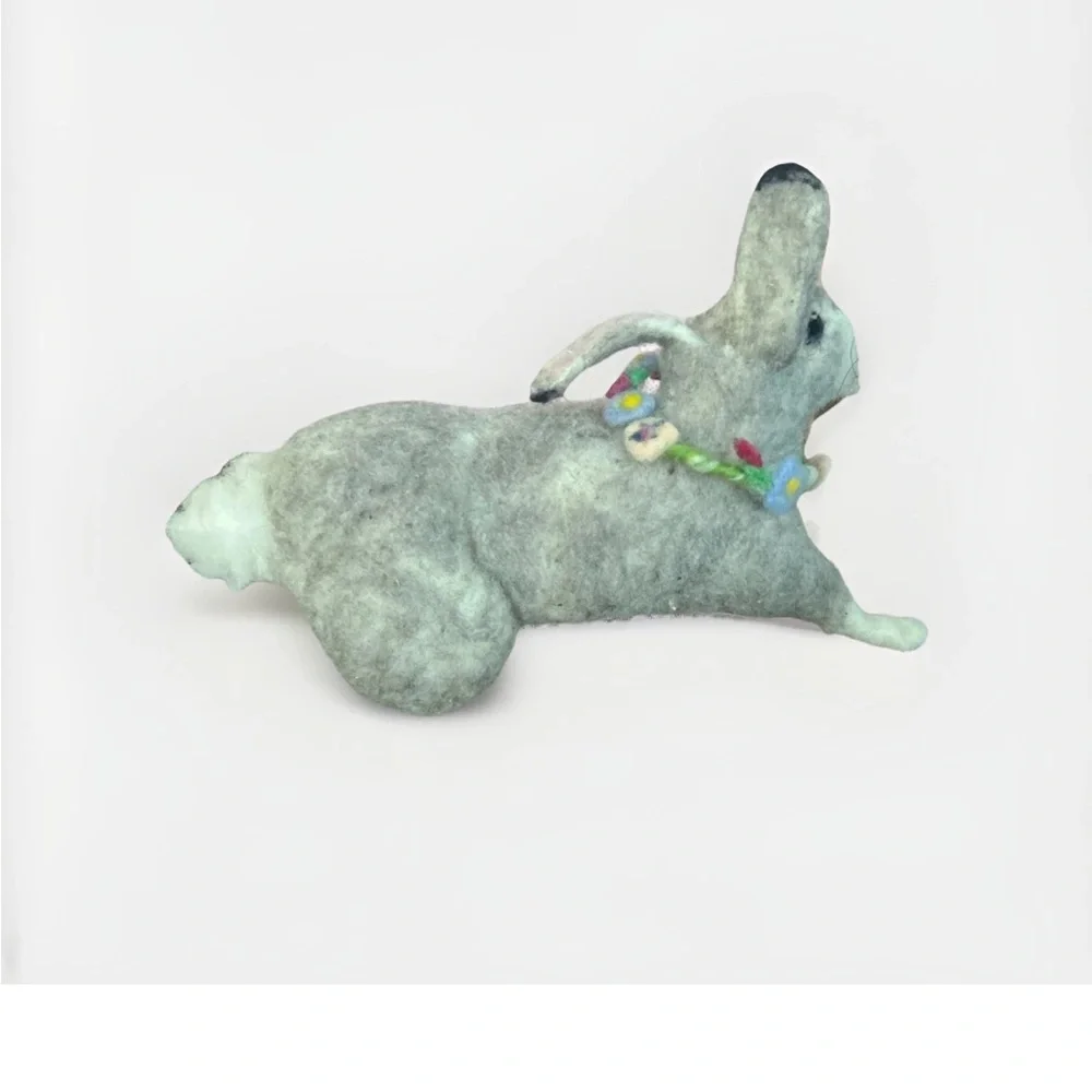 Needle Felted Rabbit Handmade Wool Bunny Sculpture Fiber Art Easter 12” OOAK